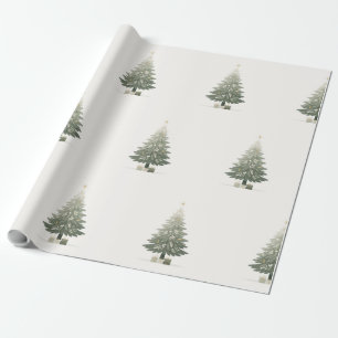 Elegant Floral Christmas Tree Wrapping Paper