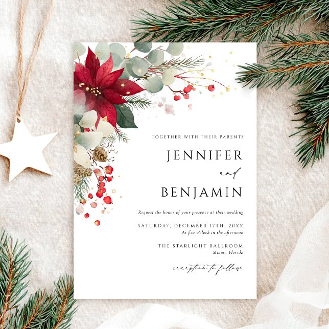 Elegant Floral Christmas Wedding Invitation (Creator Uploaded)