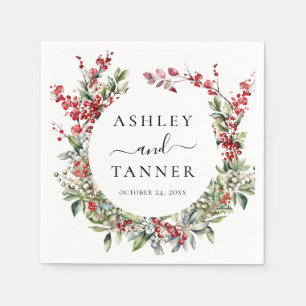 Elegant Floral Christmas Winter Wedding Napkin