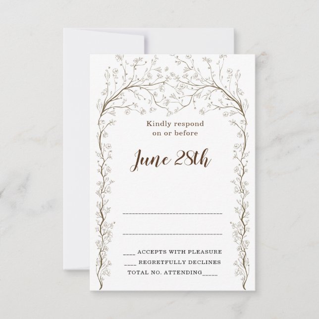 Elegant Floral Chuppah Rsvp Card & Envelope (Front)