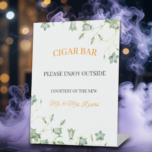 Elegant Floral "Cigar Bar" wedding reception  Pedestal Sign