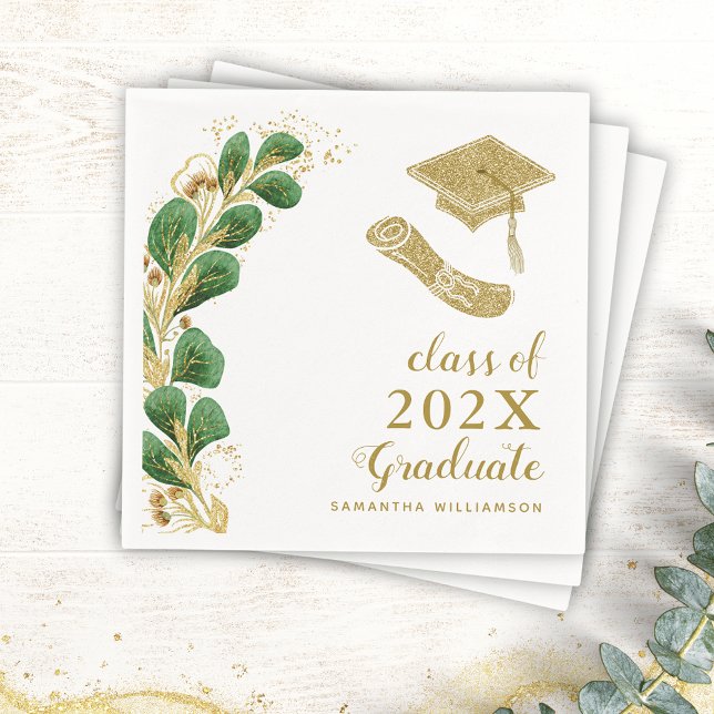 Elegant Floral Class of 2025 Graduation  Napkin (Creator Uploaded)