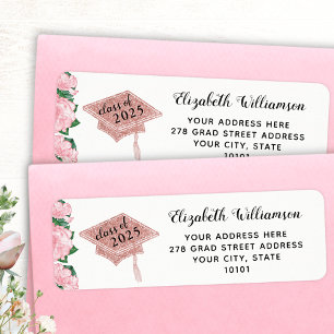 Elegant Floral Class of 2025 Graduation Return Address Label