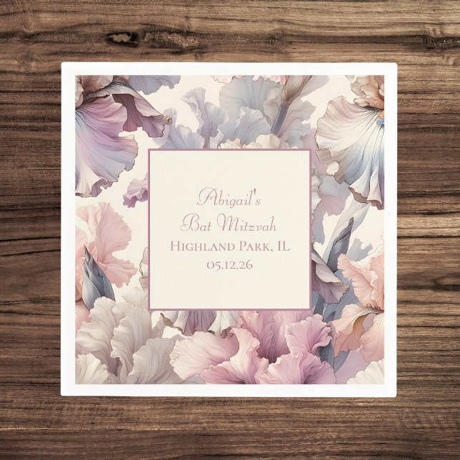 Elegant Floral Classic Blush Bat Mitzvah  Napkin (Creator Uploaded)