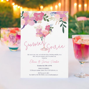 Elegant Floral Cocktail Hand Drawn Summer Soirée Invitation
