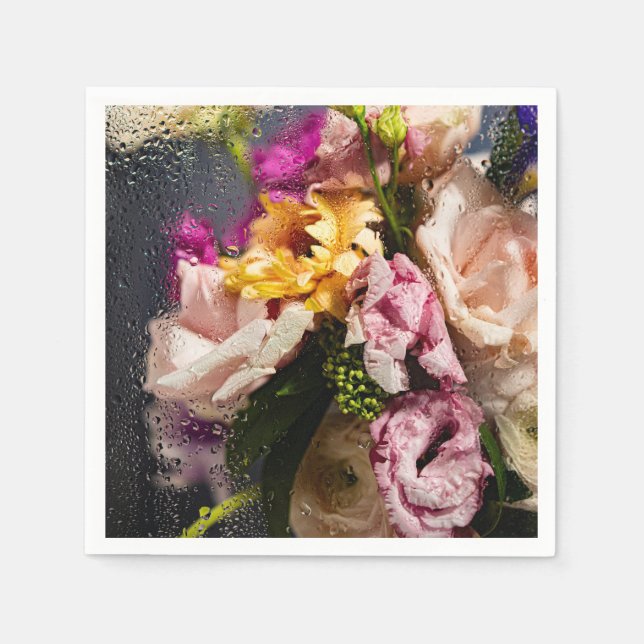 Elegant Floral Cocktail Napkin (Front)