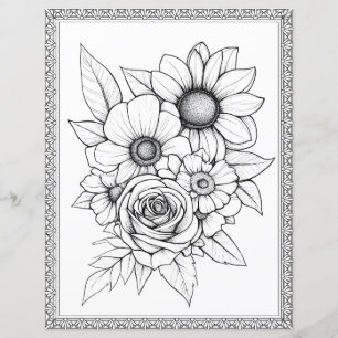 Elegant Floral Coloring Page Scrapbook Paper