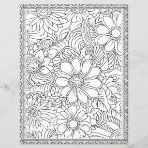 Elegant Floral Coloring Page Scrapbook Paper