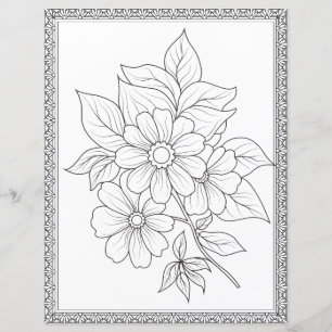 Elegant Floral Colouring Page Scrapbook Paper