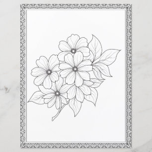 Elegant Floral Colouring Page Scrapbook Paper