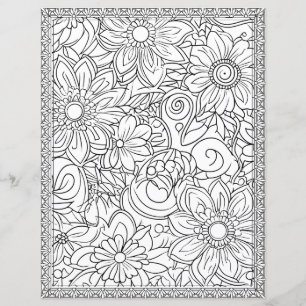 Elegant Floral Colouring Page Scrapbook Paper