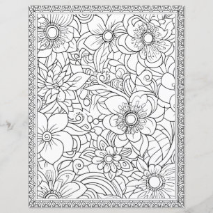 Elegant Floral Colouring Page Scrapbook Paper