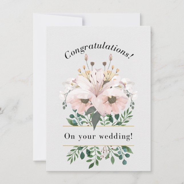 Elegant Floral Congratulations Wedding Card (Front)