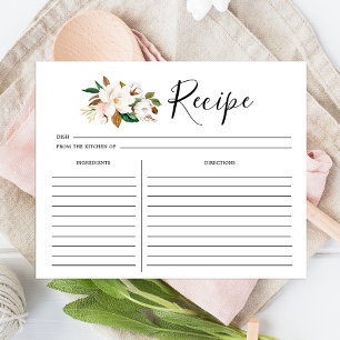 Elegant Floral Cooking Recipe Cards