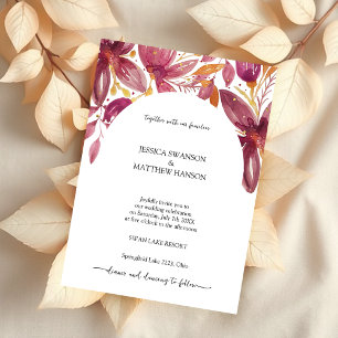 Elegant Floral Coral Purple Gold Invitation
