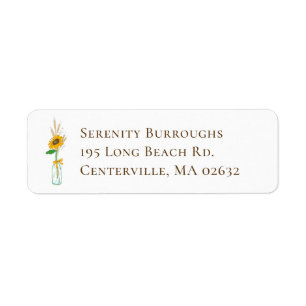 Elegant Floral Country Wedding Yellow Sunflowers Return Address Label