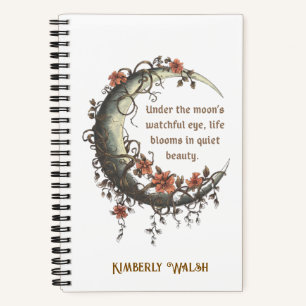 Elegant Floral Crescent Moon Notebook