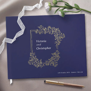 Elegant Floral Crest Classic Botanical Wedding Guest Book