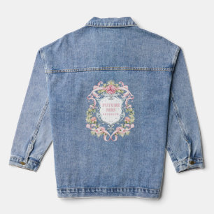 Elegant Floral Crest Future Mrs Denim Jacket