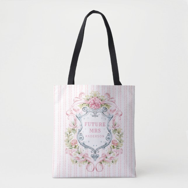 Elegant Floral Crest | Future Mrs Tote Bag (Front)