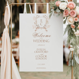Elegant Floral Crest Welcome Wedding sign Poster