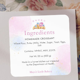 Elegant Floral Croissant Bakery Ingredient Product Square Sticker