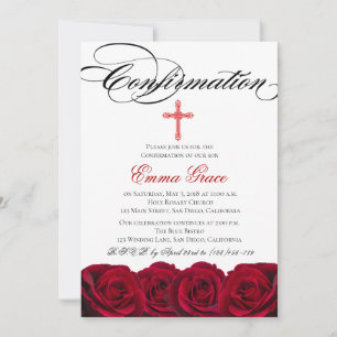 Elegant Floral Cross Confirmation Invitation