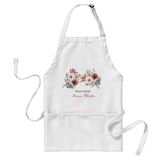 Elegant Floral Custom Name Apron (Front)
