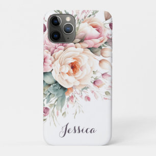 Elegant Floral Custom Name Modern iPhone 11 Pro Case