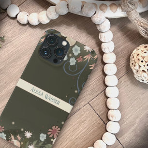 Elegant Floral Customise Name Trendy Pretty iPhone 13 Pro Max Case