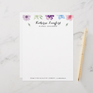 Elegant Floral Customizable Template Custom Letterhead
