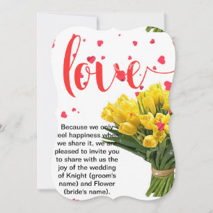 Elegant Floral & Cute Bear Wedding Invitation Card