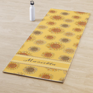 Elegant Floral Cute Girly Boho Yellow Sunflower Yoga Mat