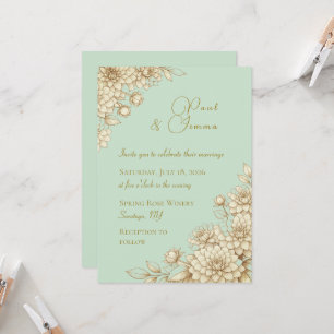 Elegant Floral Dahlia Wedding Invitation
