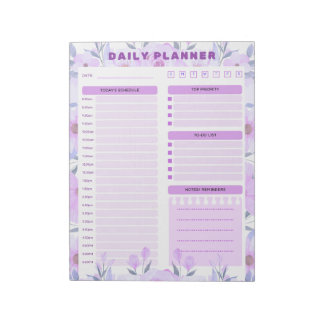 Elegant Floral Daily Planner Notepad