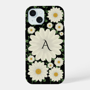 Elegant Floral Daisy Monogram iPhone 15 Case