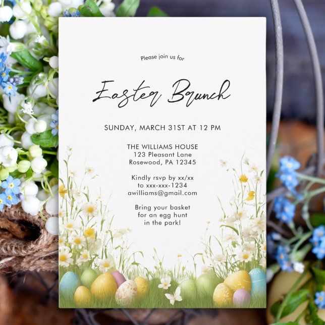 Elegant Floral Daisy Watercolor Easter Invitation (Creator Uploaded)