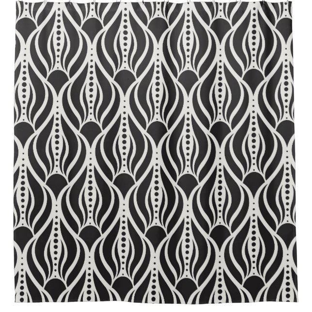 Elegant floral damask, art nouveau seamless patter shower curtain (Front)