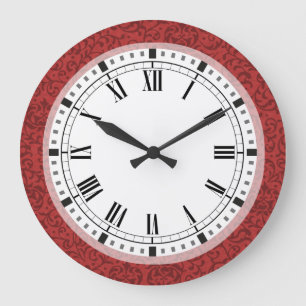 Elegant Floral Damask Inspired by William Morris Large Clock