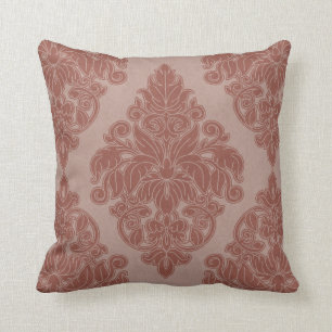 Elegant Floral Damask Throw Pillow in cinnamon