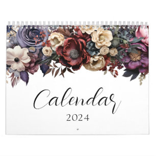Elegant Floral Dark Botanical Calendar
