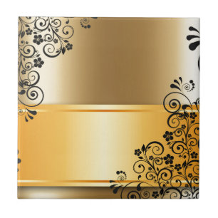 Elegant floral decoration ceramic tile