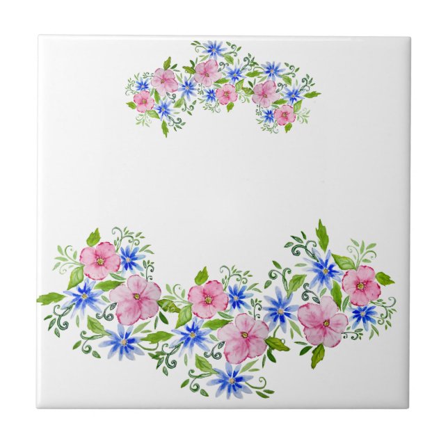 Elegant floral decoration pattern ceramic tile (Front)