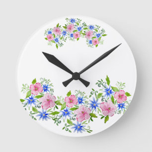 Elegant floral decoration pattern round clock