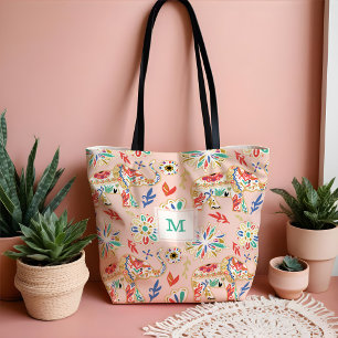 Elegant Floral Decorative Ornate Elephant Pattern Tote Bag