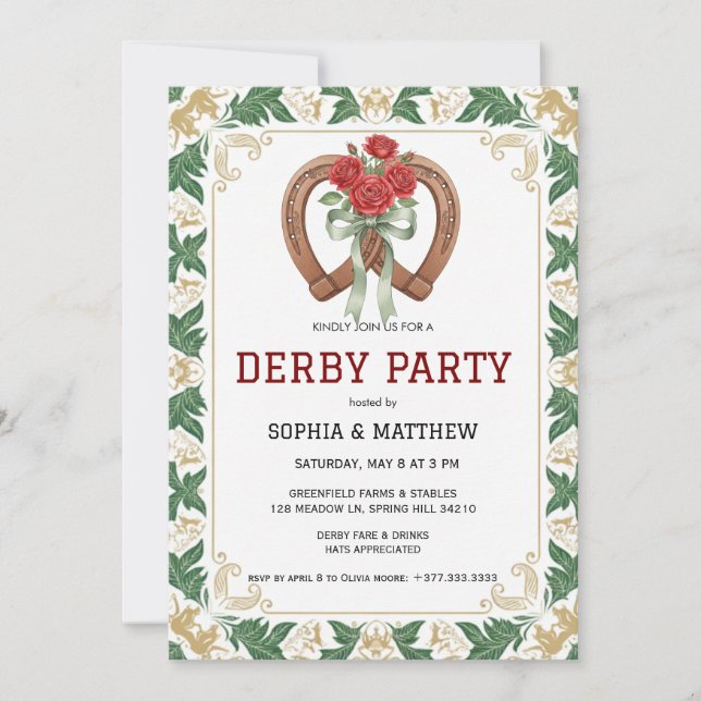 Elegant Floral Derby Party Invitation (Front)