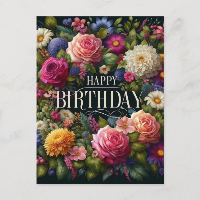 Elegant Floral Design Birthday postcard (Front)