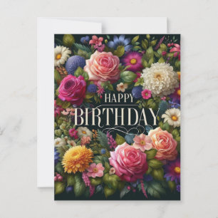 Elegant Floral Design Birthday postcard