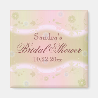 Elegant Floral Design Bridal Shower Magnet Pink