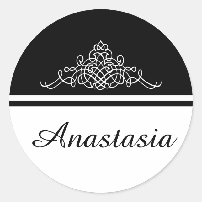 Elegant floral design classic round sticker (Front)